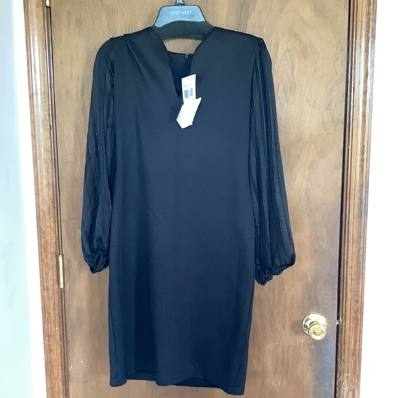 Connected apparel black dress sleeves w sheer stripes 6P 6 petite - Picture 4 of 15